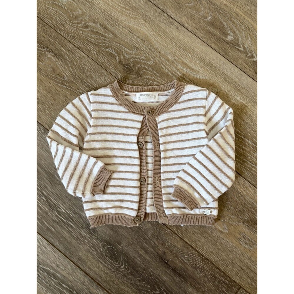 Mayoral Cream Striped Knit Baby Cardigan 4-6 Months